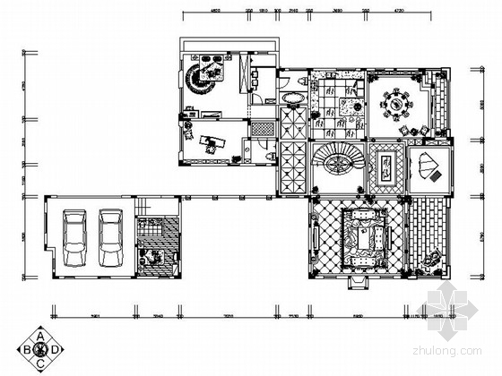 二层新古典主义建筑资料下载-[重庆]豪华新古典主义风格两层别墅室内装修施工图（含效果）