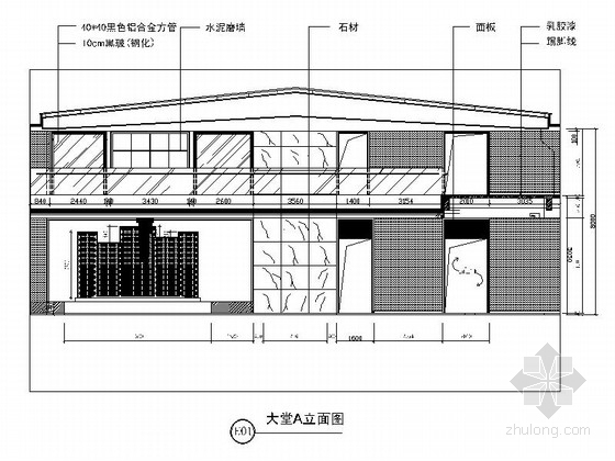 [浙江]现代办公室大厅室内装修图（含效果图）大堂立面图 