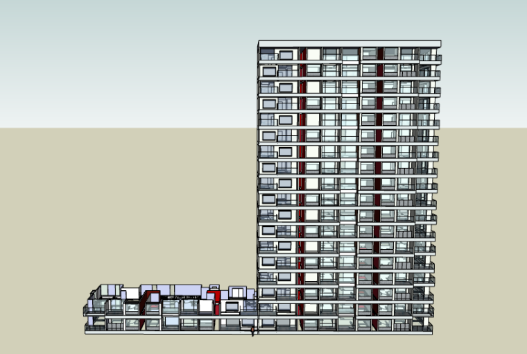 万达万达广场资料下载-[上海]嘉定万达广场商住综合体高层住宅建筑SU模型（含户型模型）