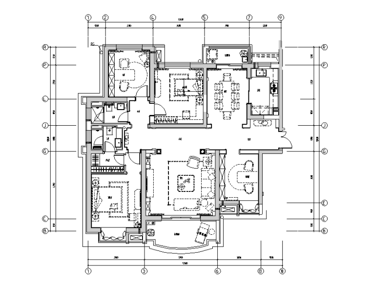 法式施工图纸资料下载-[上海]高档法式奢华样板房设计施工图（附效果图）