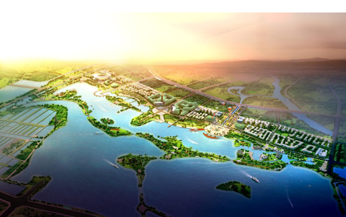 [江西]滨湖地区景观规划设计方案标一-鸟瞰日景