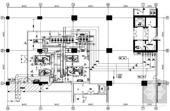 制冷机房工艺管道资料下载-宁波某大厦制冷机房图纸