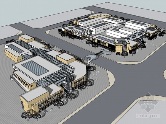 商贸中心文本资料下载-商贸中心建筑SketchUp模型下载
