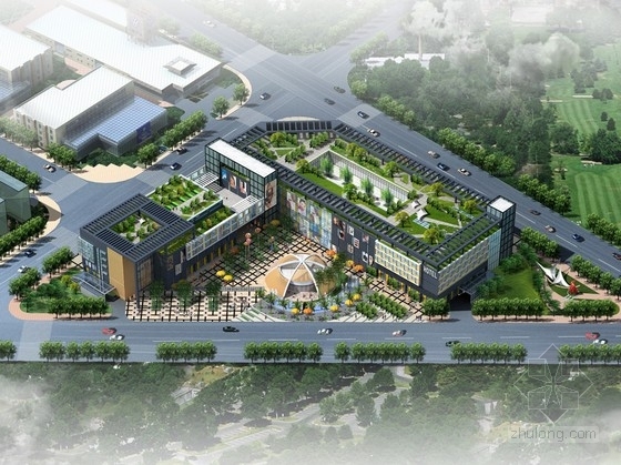 四层商业中心建筑设计方案资料下载-[上海]多层大型综合商业中心建筑设计方案文本（三角形地块知名设计院）
