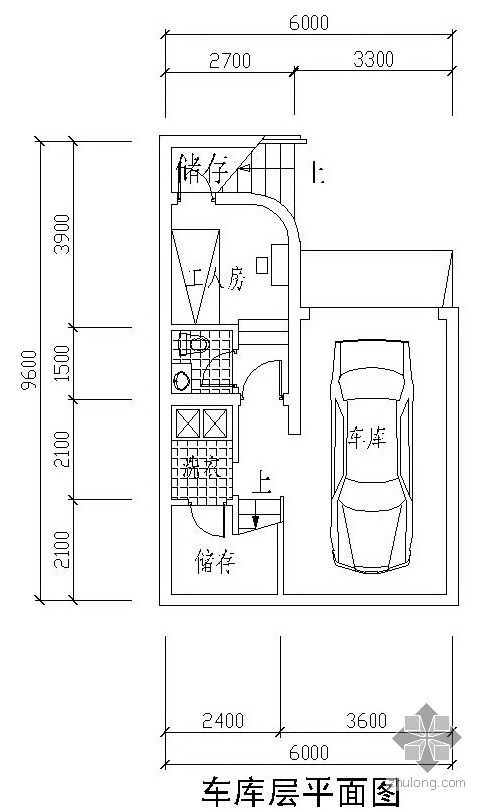 独栋小别墅建筑图资料下载-三层独栋小别墅有车库户型图(171)