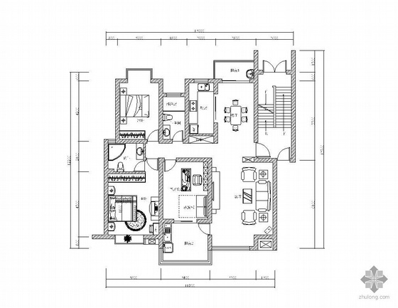 清水居三室两厅家庭装资料下载-三室两厅设计图