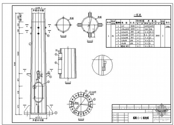 观光塔结构图资料下载-某30m灯杆塔结构图