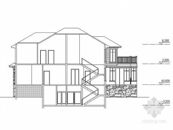 某二层湖畔别墅建筑方案图（含效果图）- 