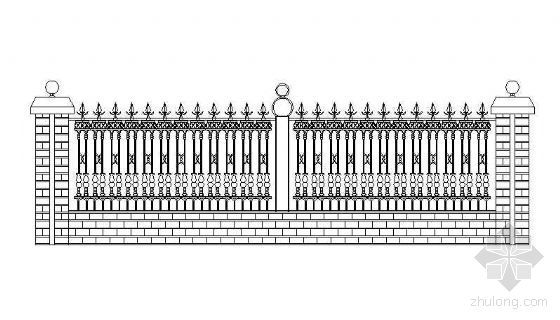 围墙铁艺栏杆模型资料下载-某铁艺栏杆围墙设计图