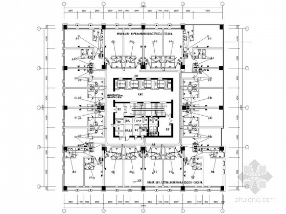 大型城市综合体项目全套电气施工图纸178张（高层办公楼、商业裙房、地下室）-1#楼七～十六层配电平面图