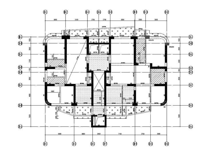 [福州]超限高层（住宅+办公）建筑工程抗震设防审查报告（2014）-1#3#楼标准结构平面布置图