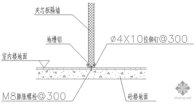 钢结构砌体墙节点资料下载-某钢结构墙与基础连接节点构造详图