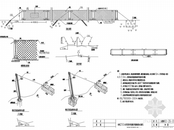 [云南]时速250公里铁路双线隧道斜切式洞门设计图90张CAD（知名大院）-柔性被动防护网设计图