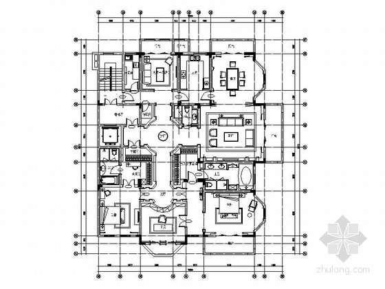 大户型住宅施工图资料下载-[南京]欧式风格大户型四居室施工图（含效果）
