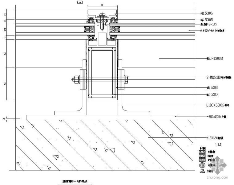 某明框玻璃幕墙节点构造详图（一）（连接标准图）_1