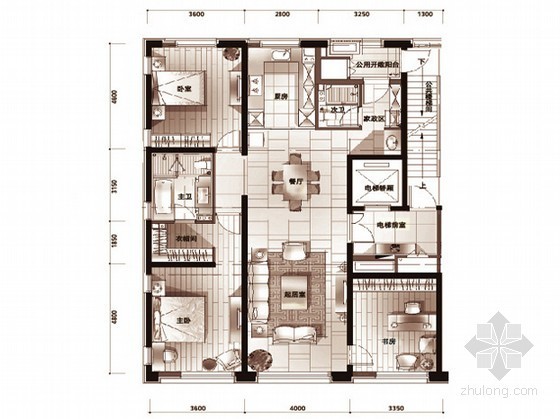 高端小区户型资料下载-[北京]某高端国际化公寓户型图