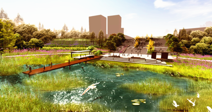 SU立体树下载资料下载-[山西]滨河崖壁生态立体化湿地公园景观设计方案
