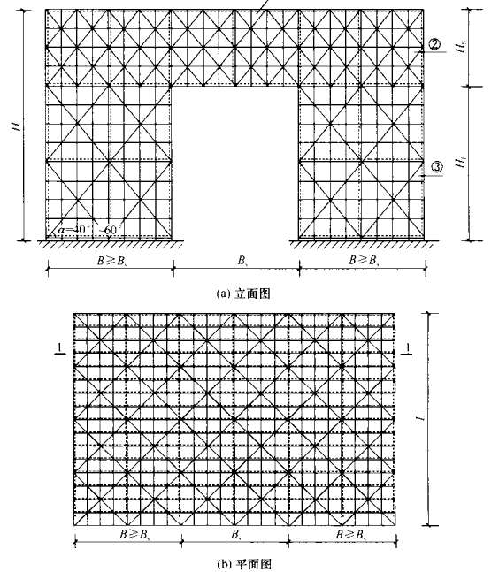 JGJ300-2013建筑施工临时支撑结构技术规范-4跨空支撑结构示意图