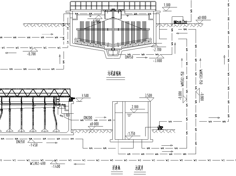 甲醇生产综合废水和生活污水综合处理厂给排水施工图（CAD）-工艺流程图二