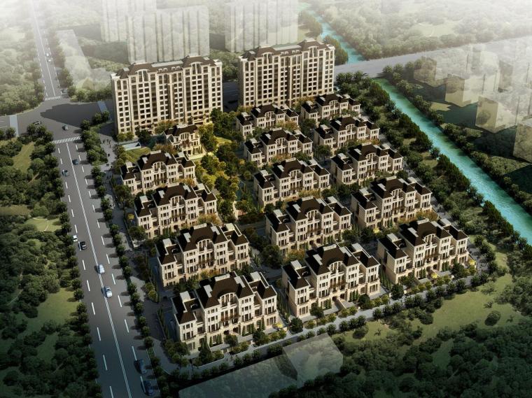 [上海]欧陆风格居住区建筑方案文本 -01 鸟瞰图