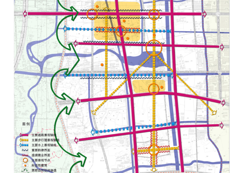 [江苏]张家港市塘桥新城区控制性详细规划与城市设计方案文本-轴线分析