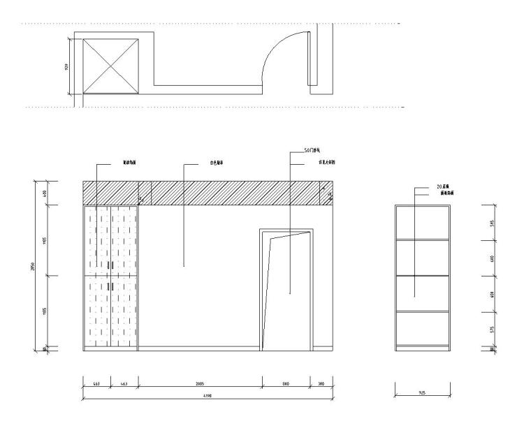 现代风格2居130平米施工图设计（CAD+实景图）-过道立面图
