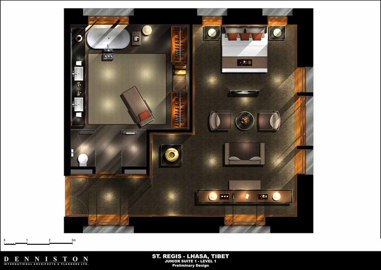 拉萨瑞吉度假酒店设计施工图（附效果图+概念方案文本）-Jr+Suite+1-L1+Plan+PRINT+副本