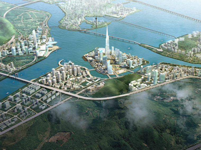 外国城市规划概念性方案资料下载-[广州]珠海十字门商务区城市规划设计方案国际征集