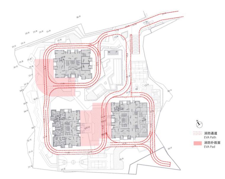 [重庆]西郊医院城市高层住宅景观方案设计文本（PDF+66页）-消防规划分析