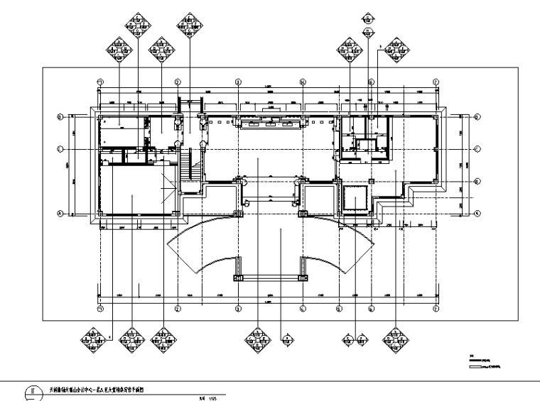 上市集团高档会所空间设计施工图（附效果图）-墙体定位平面图