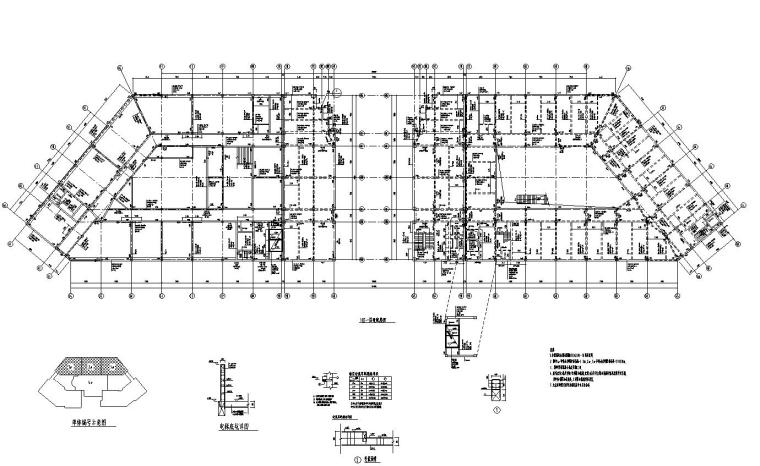 [湖北]长江大学石油科技中心框架结构施工图-一层梁配筋平面图