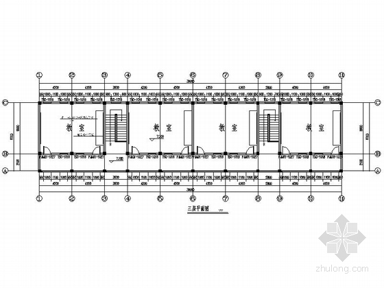 [安徽]三层现代初级中学教学楼建筑施工图-三层现代初级中学教学楼平面图