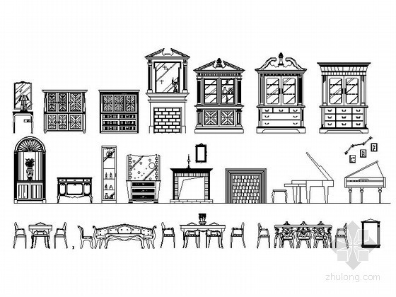 cad家居图块资料下载-全套欧式风格家居CAD图块下载