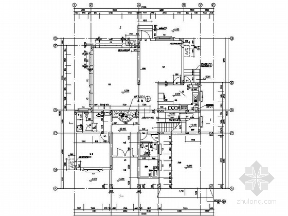 [广东]3层独栋家庭别墅施工图（含效果图）-3层独栋家庭别墅首层平面图 