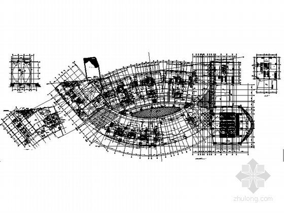 [深圳]某98层商业综合体建筑施工图（439米）-五层组合平面图