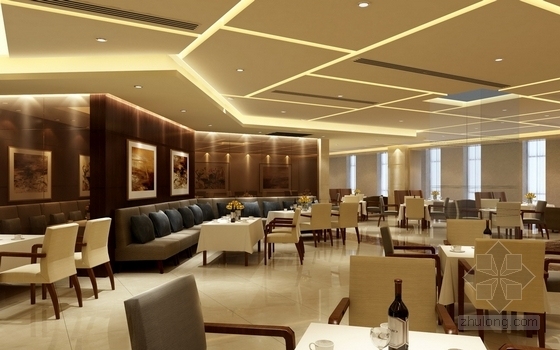[深圳]市中心繁华地带五星级商务酒店自助餐厅施工图（含效果图） 餐厅效果图