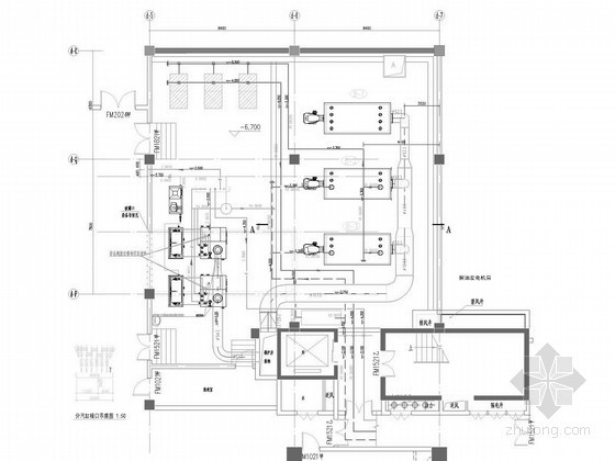 [浙江]高层门诊医技楼空调及通风排烟系统设计施工图（净化空调系统 VRF系统）-锅炉房空调及动力管线平面图 