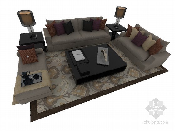 浅灰色布料贴图资料下载-时尚布料沙发3D模型下载