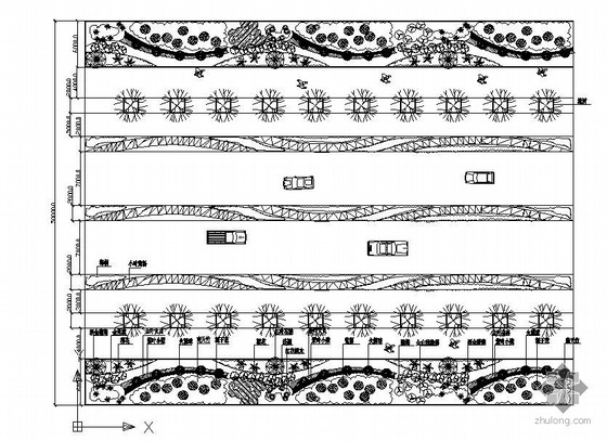 道路绿化景观设计平面图资料下载-道路绿化标准段平面图