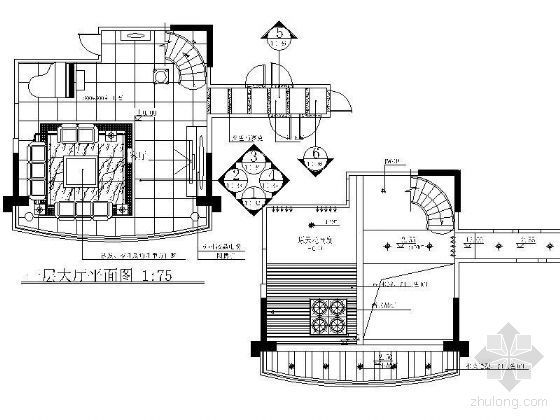 200平米一层别墅的图纸资料下载-别墅一层大厅装修详图
