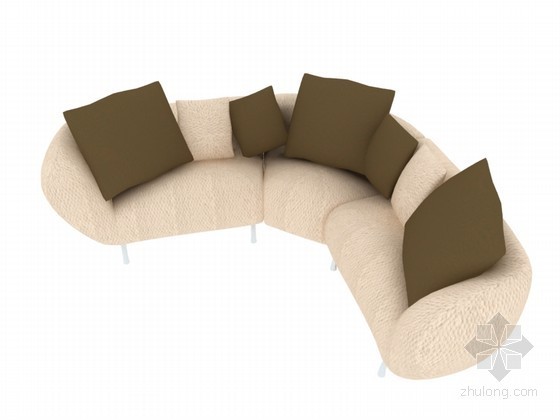 大型弧形组合喷泉资料下载-现代弧形组合沙发3D模型下载