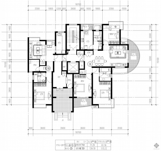 高层复式建筑户型图资料下载-复式高层一梯二户户型图(61/115)