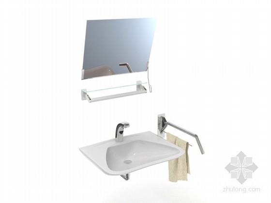 卫浴用品三视图资料下载-卫浴用品洗手池3D模型
