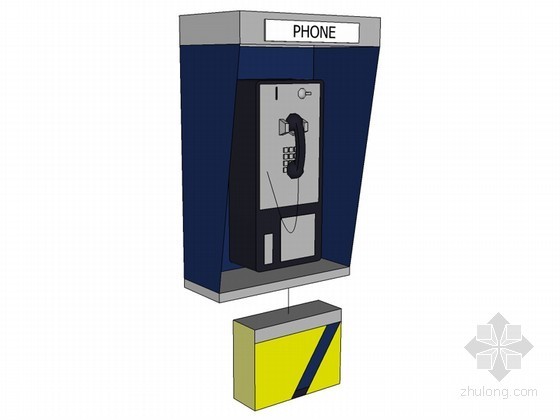 电话亭su下载资料下载-公用电话亭SketchUp模型下载