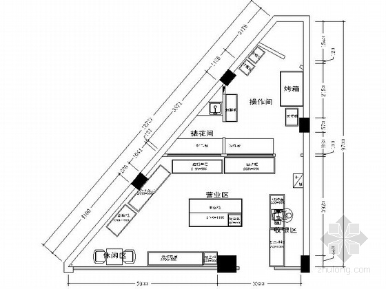 四川特产专卖店装修图资料下载-[四川]蛋糕店现代风格室内设计CAD施工图（含效果）