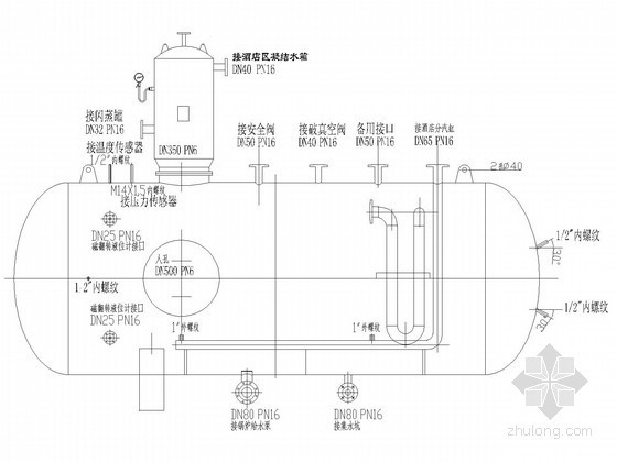 家装设计常用尺寸资料下载-除氧器接管尺寸图