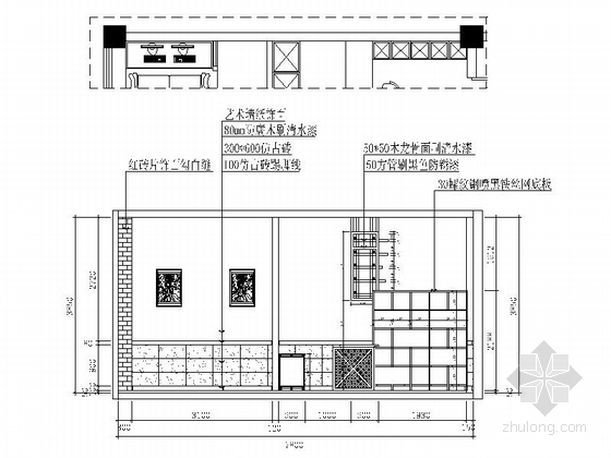 [贵州]时尚现代风格网咖室内装修施工图（含效果）入口吧台立面图