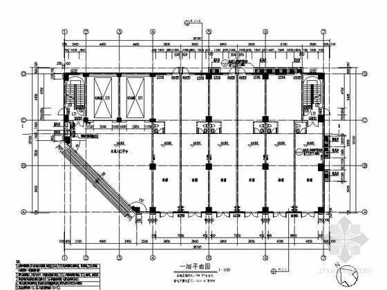 [新疆]5层现代风格立体停车库建筑设计施工图（知名建筑事务所）-5层现代风格立体停车库建筑设计平面图 