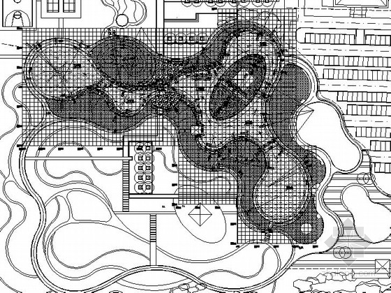庭院园林水景平面施工图资料下载-[潍坊]小区周边附属公园园林水景设计施工图