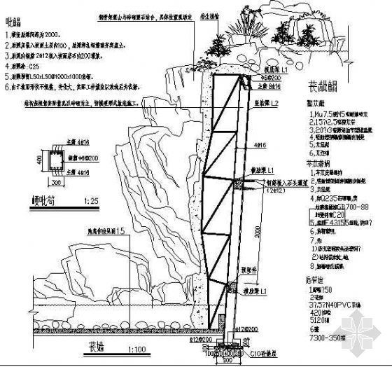 古建筑歇山建筑剖面资料下载-塑山剖面图详图